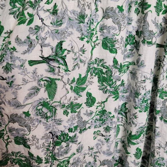 Max Studio Flutter Sleeve Tiered Maxi M Green Toile Print - Picture 5 of 7